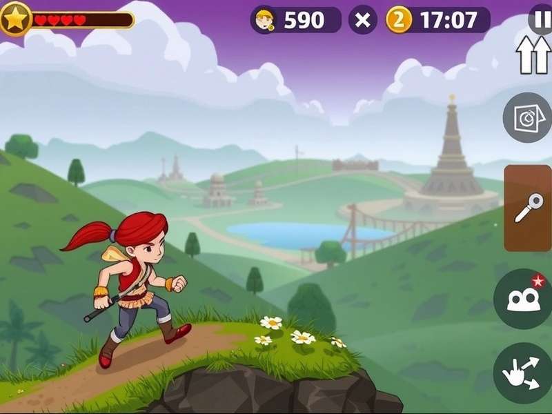Saffron Sprint Quest gameplay screenshot showing Indian landscape